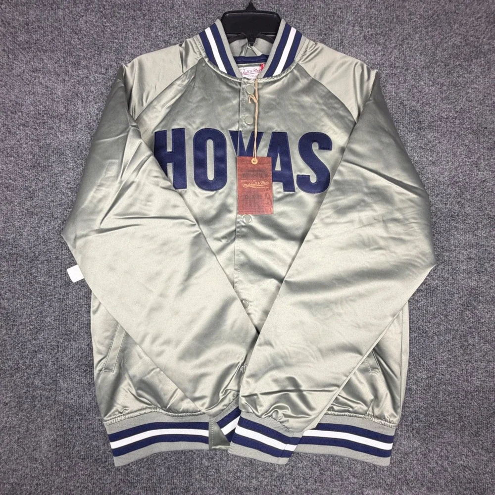 Mitchell & Ness Georgetown Hoyas NCAA Double Clutch Jacket Grey Size Medium - Picture 1 of 8